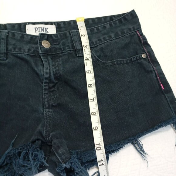 Victorias Secret Pink Shorts Womens Dark Wash Denim Distressed Frayed Hem Size 4 - Picture 8 of 8